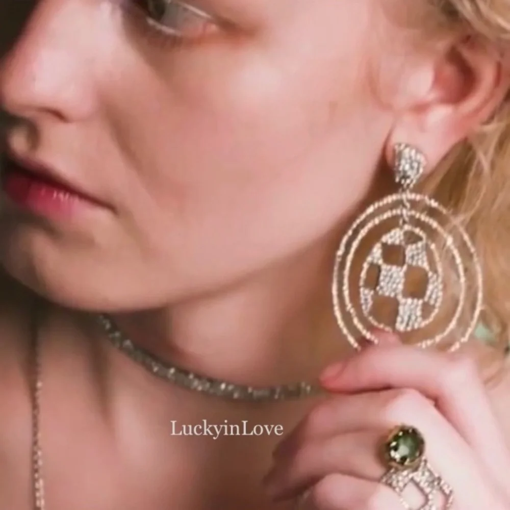 ALEXIS BITTAR • Silver Checkerboard Orbiting Hoop Crystal Earrings